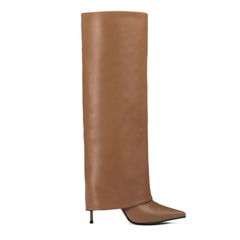 BOTTES HAUTES À TIGE LARGE ET TALON AIGUILLE