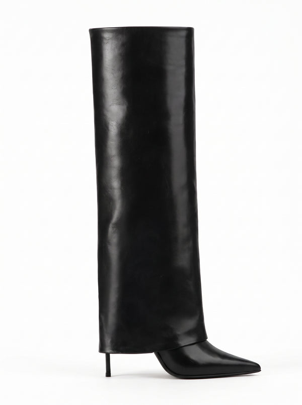 BOTTES HAUTES À TIGE LARGE ET TALON AIGUILLE