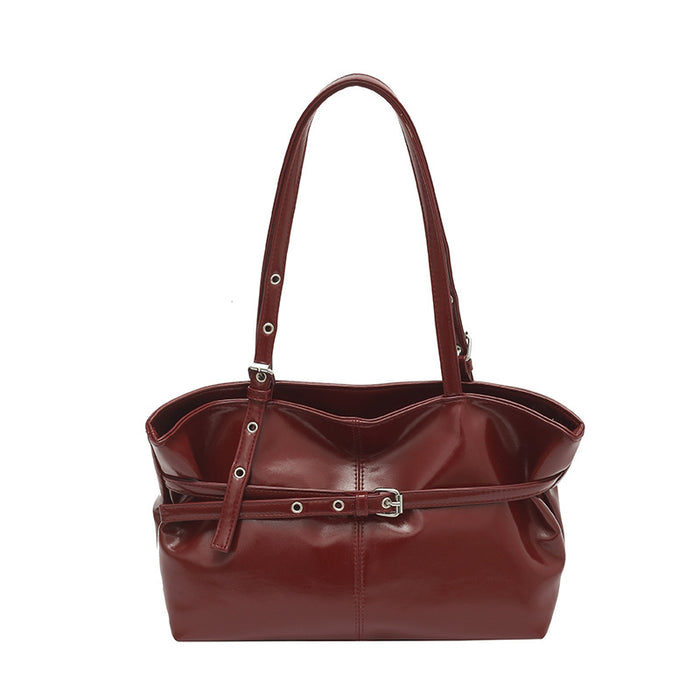 SAC PORTÉ ÉPAULE À BOUCLES EFFET CUIR BRILLANT