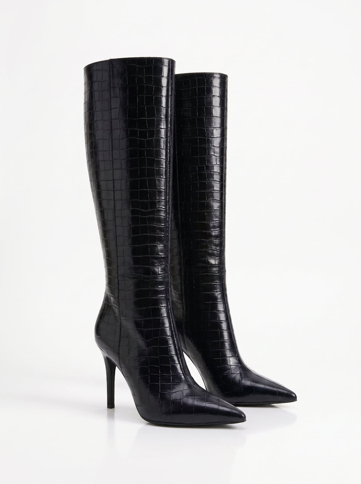 BOTTES HAUTES EFFET CROCO À TALON AIGUILLE